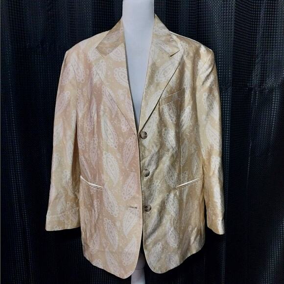 NWOT! TOPSHOP! LINEN & COTTON BLEND GOLDEN YELLOW PAISLEY JACKET, BLAZER! SZ 8 - Picture 3 of 8